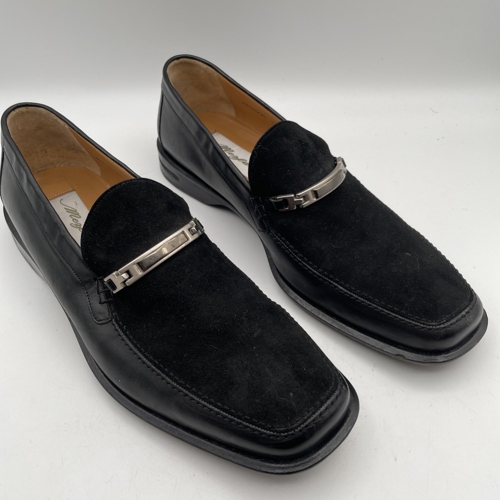 Mezlan Matador Black Leather /Suede Horse Bit Loafer Dress Shoes Men's Size 9.5
